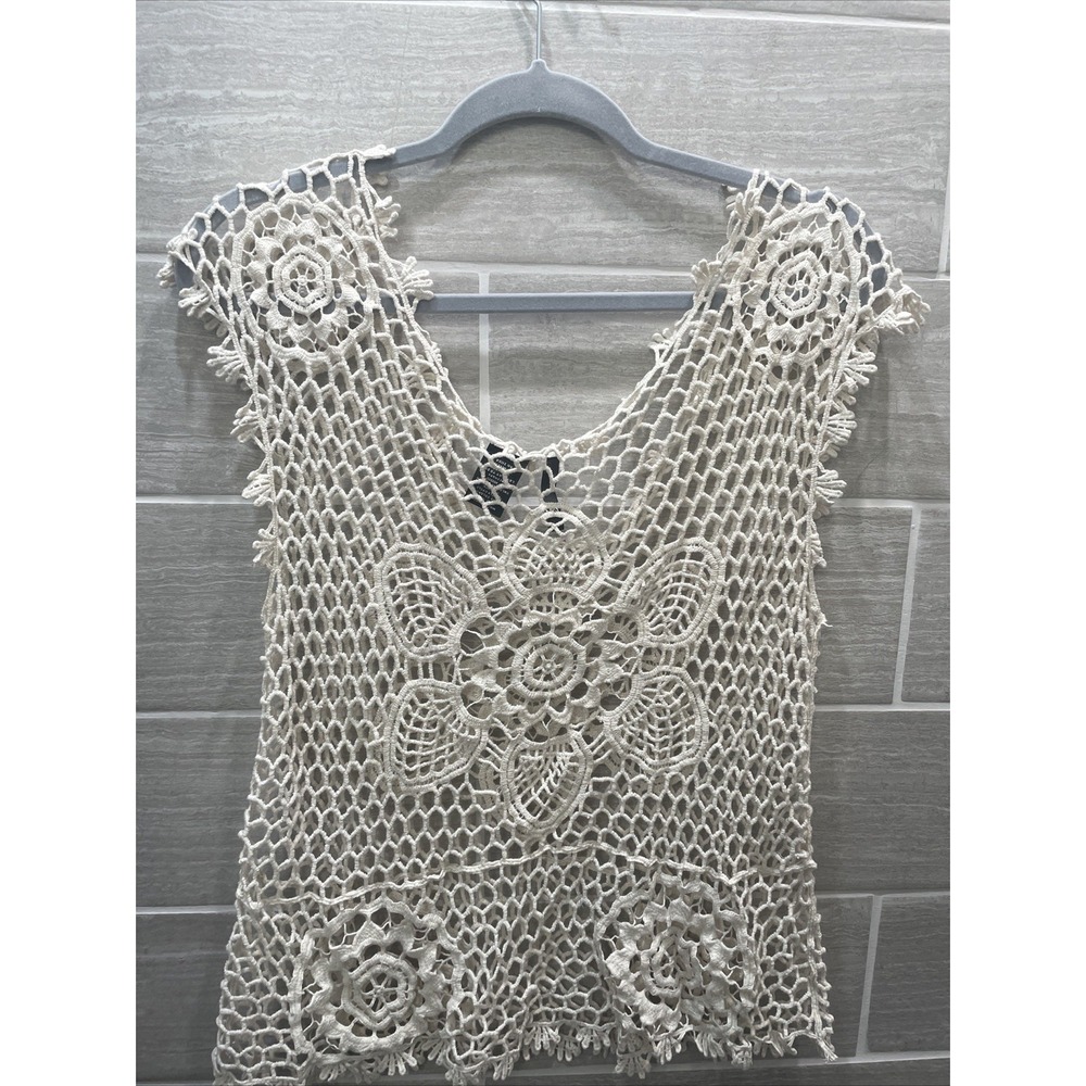 New directions crocheted Sleeveless Top women's large‎ 100% cotton - Picture 2 of 5